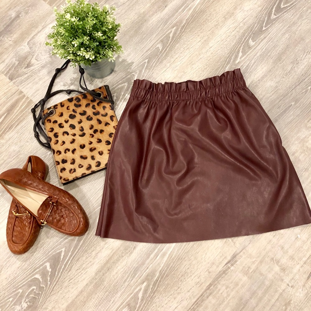 NWOT ZARA Knit Faux Leather Skirt